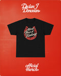 Black More Than A Feeling Tee on red official merch background