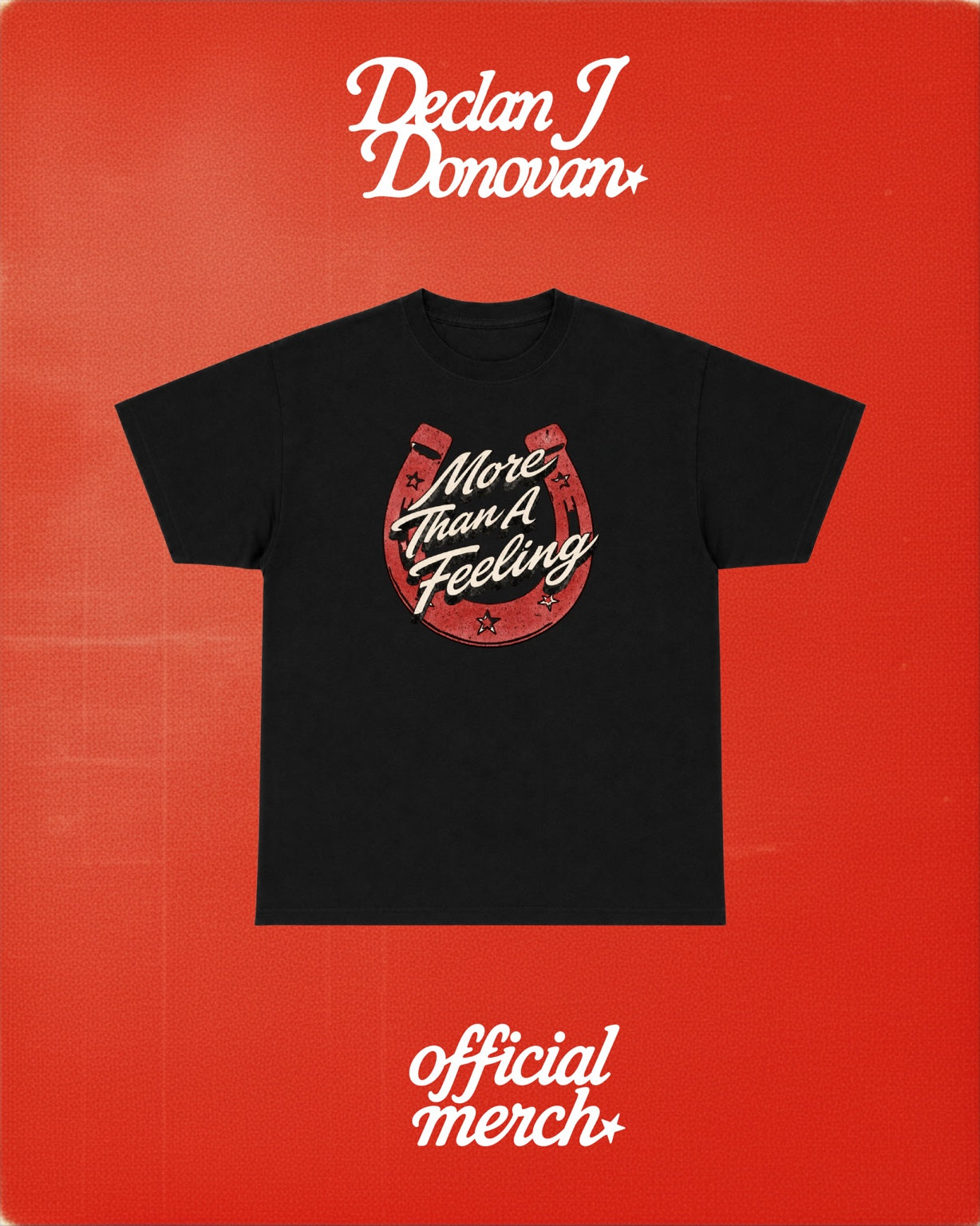 Black More Than A Feeling Tee on red official merch background