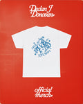 White Tour Tee on red official merch background